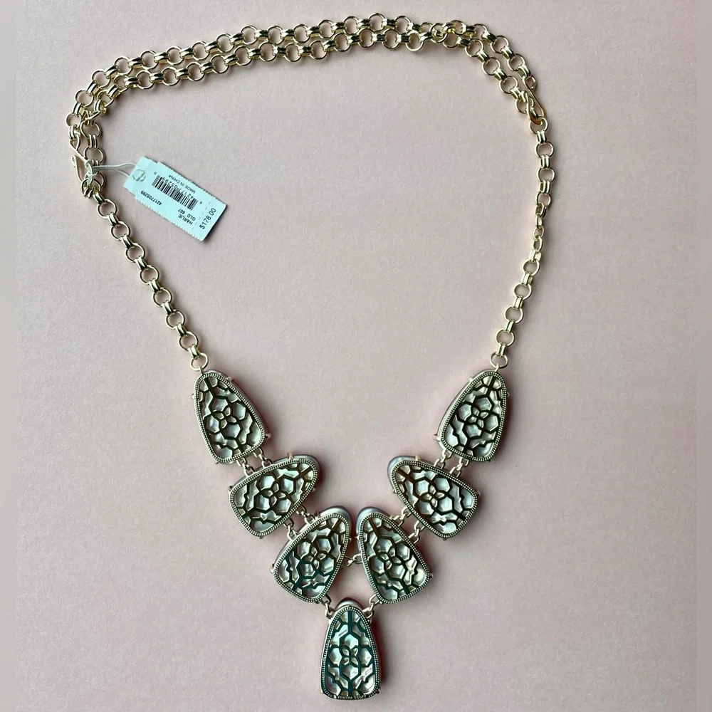 Kendra Scott Harlie Necklace Pink Berry Burgundy Illusion 14k Gold Plated NWT - Picture 11 of 16